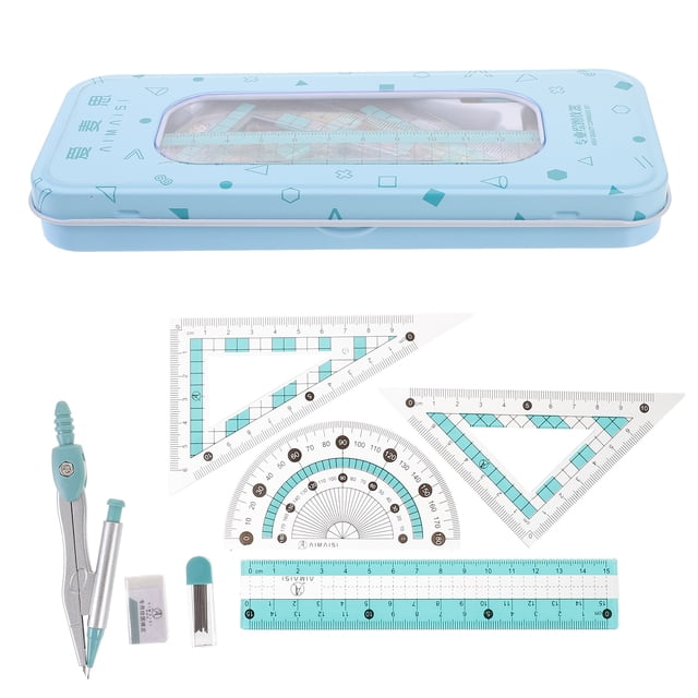 Miangastore 1 Ensemble de Trousse de Règle Multifonctionnelle Boussole et Rapporteur Papeterie de Dessin pour Enfants