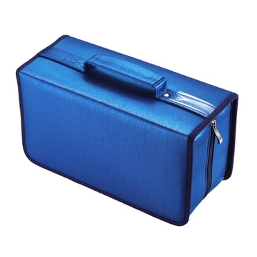 alavisxf xx 160 Capacity DVD Wallet, Large Storage Holder Binder Nylon Blue CD Carry Case Bag Protective Zipper