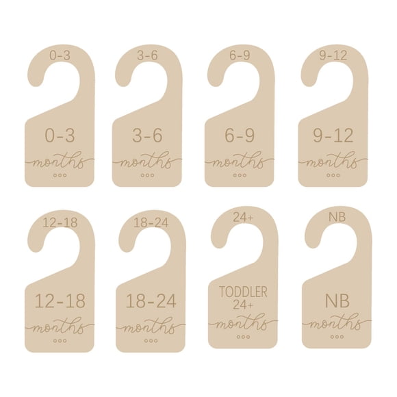 8Pcs Wooden Baby Closet Dividers Baby Clothes Size Hangers Clothes Dividers for