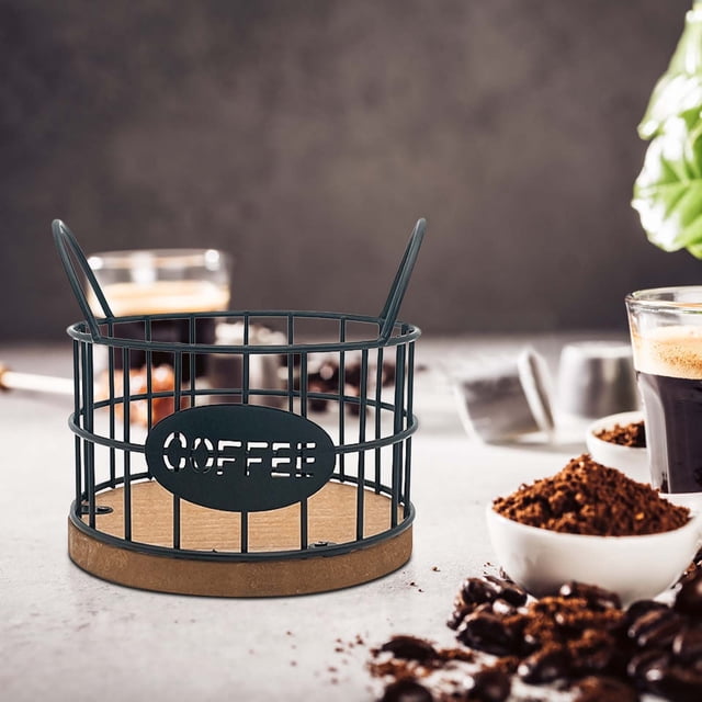 Amzcrzy Coffee Bar Accessories Storage Basket Coffee Capsule Storage Basket Iron Desktop Table Storage Basket Kitchen Coffee Storage Basket Tea Bag Organizer Coffee Organizer Station
