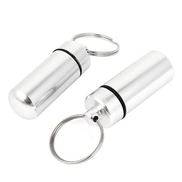 Unique Bargains 2pcs Chrome Waterproof Aluminum Pill Bottle Cache Holder Container Keychain