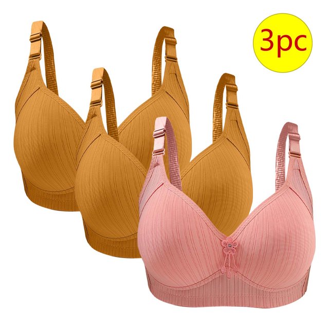Bras for Women, 3PC Womans Large Size Solid Color Without Steel Ring Gathering Comfortable Bras Daily Bra