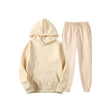 MAWCLOS Mens 2 Piece Hoodie Hooded Tracksuit Long Sleeve Hoodies And Sweatpant Set Workout Jogger Sets Khaki L