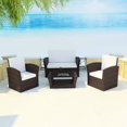 thumbnail image 1 of vidaXL 4 Piece Garden Lounge set with Cushions Poly Rattan Brown, 1 of 4