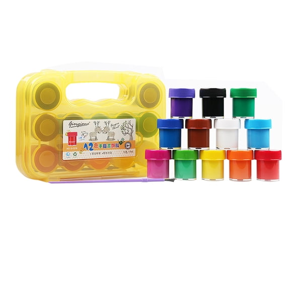Amdohai 12 Colors Finger Paints Set 15ml Each Bottle Washable Paints Non Toxic with Brush Art Supplies for Toddlers Children DIY Art & Craft Painting