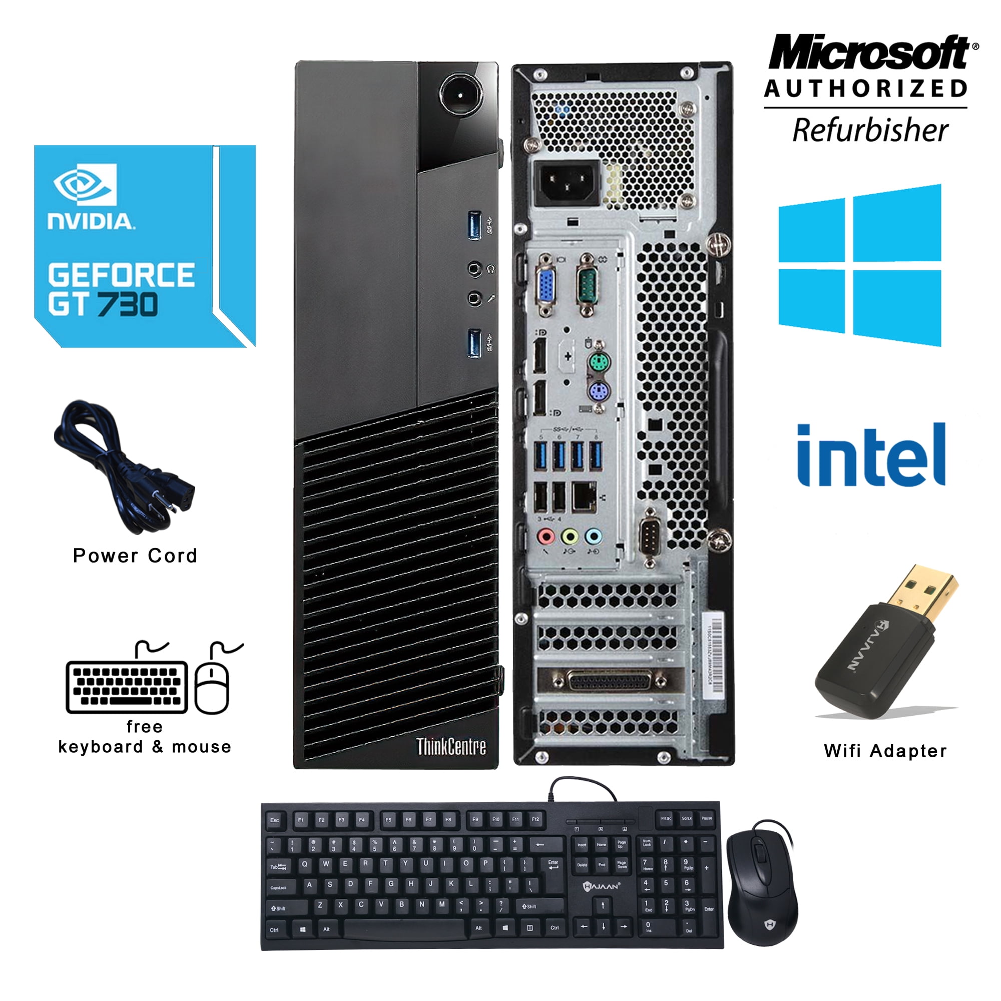 Lenovo ThinkCentre M93 SFF Desktop Computer NVIDIA GT730 4GB Video card Intel Core i5 4th Gen 3.2GHz 16GB DDR3 RAM 512GB SSD Windows 10 Home USB Keyboard and Mice WiFi HDMI Refurb(2015 Model)