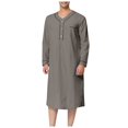 thumbnail image 1 of Mens Muslim Arabia Casual Long Sleeve Pocket Loose Robe Shirt Muslim Robe Solid Pocket, 1 of 4