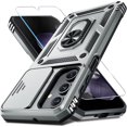 thumbnail image 1 of KOMI Compatible with Samsung Galaxy A16 5G Case Built in Slide Camera Lens Cover+Screen Protector+Finger Ring Holder Kickstand,Heavy Duty Shockproof Full Body Phone Cover,2025 Silver, 1 of 5