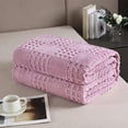 thumbnail image 3 of Fleece Throw Blanket - Breathable Fuzzy Polyester, Sofa Couch Bed Decor, All Seasons Use, Machine Washable, Purple, JKODE, 3 of 8