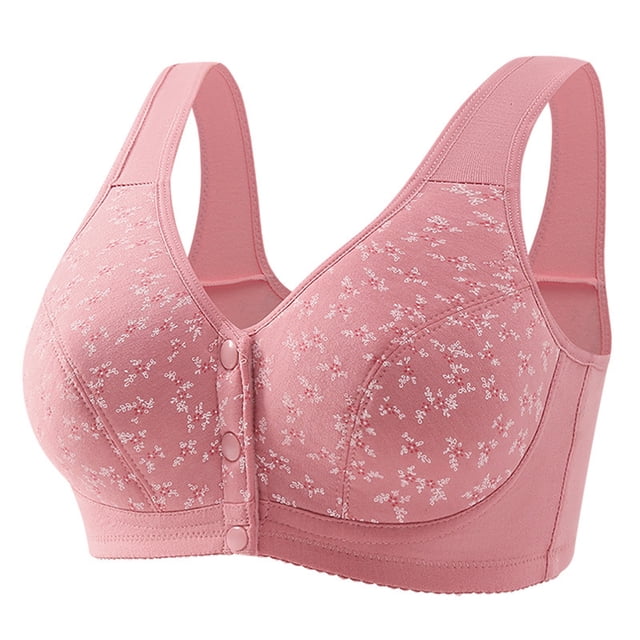 fheaev Front Open Button Bras for Women Plus Size Front Closure Wireless No Underwire Full Coverage No Underwire Bras for Seniors Comfort Front Close Push Up Lace Bras Sleeping Everyday Bras