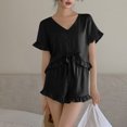 thumbnail image 1 of TopLLC Ensembles de Pyjama Ensembles de Détente pour Femmes, Vêtements de Nuit pour Femmes Vêtements d'Intérieur Décontractés pour Femmes Hauts à Manches Courtes Pantalons Col Rabattu Pyjamas de Nuit Ensembles de Pyjama, 1 of 4