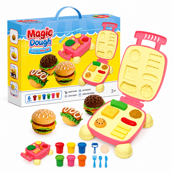 Tradeopia Ensemble de Jeu de Pâte Magique Restauration Rapide, Trousse Créative de Fabrication de Pâte à Modeler pour Enfants