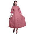 thumbnail image 1 of Bimba Robe à Rayures Boutonnée Col Mandarin Manches Retroussables Robe Chemise-TTG, 1 of 1