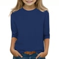 thumbnail image 1 of MeetoTime T-shirt Uni à Manches 3/4 et Col Rond pour Enfants, T-shirt pour Tout-Petits Garçons Filles 3-12 Ans, 1 of 5