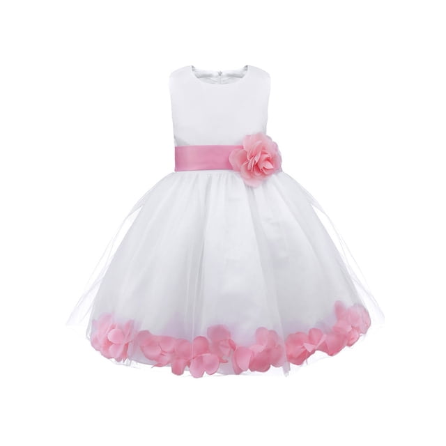 Oyolan Robe de Demoiselle d'Honneur pour Bébé Fille Robe de Fête Formelle de Mariage Robe de Baptême en Tulle Princesse Concours Rose 4