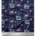 thumbnail image 1 of Soimoi Polyester Crepe Fabric Pencil,Anchor Hook & Deer Animal Decor Fabric Printed Yard 42 Inch Wide, 1 of 3