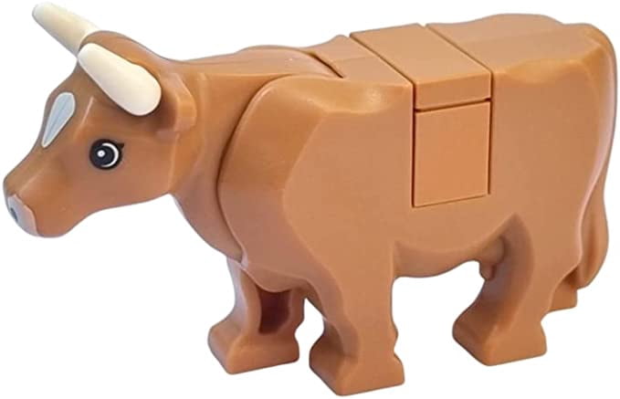 LEGO City Farm Animal: Light Brown Cow Minifigure with Short Horn