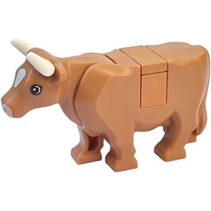 LEGO Animal de la ferme de ville: Minifigure de vache brun clair avec corne courte