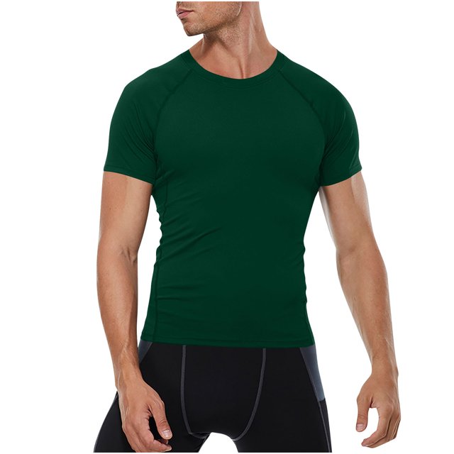 Kaemgyyd Chandail de Compression Homme Respirant à Manches Courtes Ajusté Athlétique Sport sous-Vêtement Séchage Rapide Extensible Course Entraînement Hauts