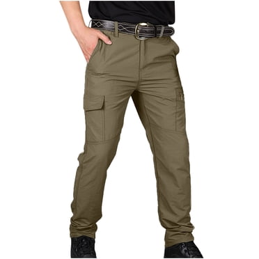 Lovzfmll Men's Work Pants, Quick-Dry Outdoor Trousers with Elastic Waist & Multi-Pockets, Waterproof Hiking Pants, Mountain Climbing Utility Relaxed Fit