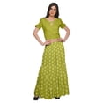 thumbnail image 1 of Moomaya Ensemble Haut Court et Jupe Évasée Robes Ethniques en Rayonne Imprimées pour Femmes, 1 of 6