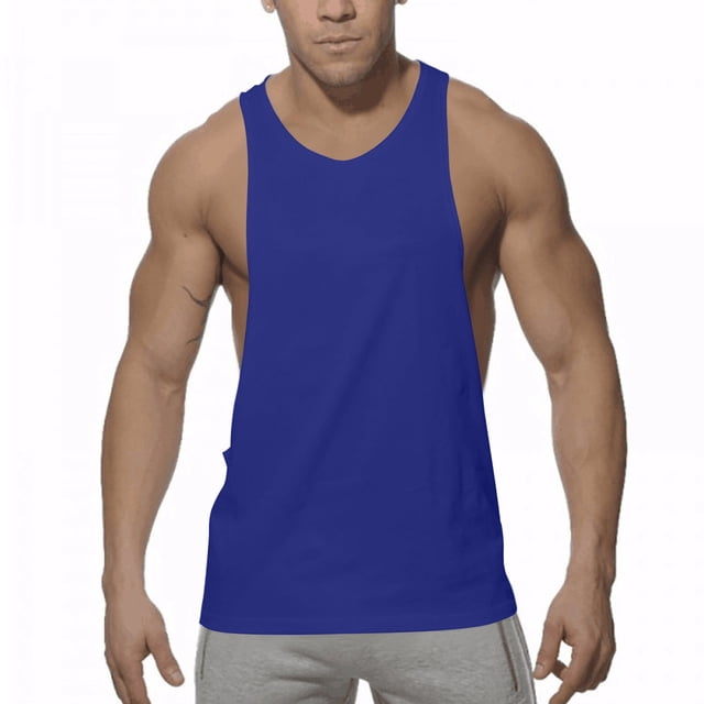 Plebaso Cotton Tank Tops for Men Workout Sleeveless Muscle Shirts Lightweight Summer Athletic Running Tee