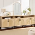 thumbnail image 4 of Best Choice Products Arched 2-Door Rattan Cabinet, Sideboard, Buffet, w/ Cord Cutout, Adjustable Storage Shelf - Natural, 4 of 8