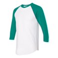 thumbnail image 2 of T-shirt Raglan à Manches Trois-Quarts 5050, XS, Blanc-Vert, 2 of 4