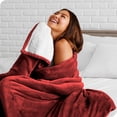 thumbnail image 3 of Bare Home Plush Sherpa Bed Blanket - Fluffy & Soft - Reversible - Lightweight - Throw/Travel, Red, 3 of 7