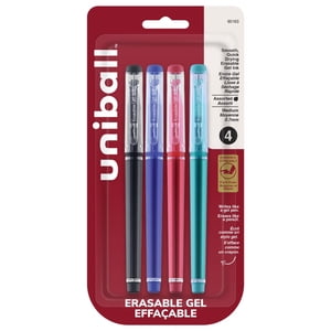 Uniball™ Erasable Stylos à gel, point moyen (0.7mm), Couleurs d'affaires, paquet de 4