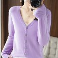 thumbnail image 4 of Cardigan Manteau Doux en Tricot pour Femmes, Mode Durable, Printemps et Automne, Décontracté, Ample, Uni, Manches Longues, Col en V, à Boutons - Hontri, 4 of 4