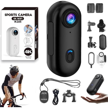 The Go Catch Caméra - Caméra de Sport 4K/1080P UHD avec Pouce, Mini Caméra d'Action Portable, à Monter Partout, avec Pince Magnétique, Étui Étanche et Support, pour le Cyclisme, la Plongée, les Voyages (Noir,1080 P)
