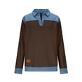 thumbnail image 4 of Nuoqisi Oversized Shirts for Womens Cozy Spring Summer Tops Tunic Collared Denim Polo Patchwork Pullover Long Sleeve Round Neck Sweatshirt, 4 of 8