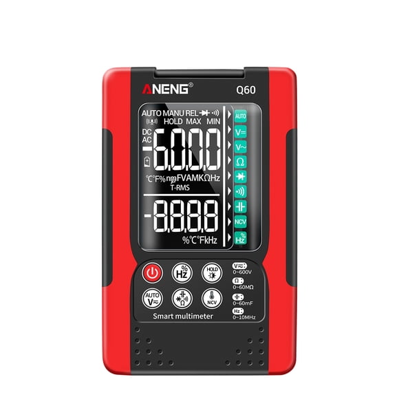 ANENG Q60 Digital Multimeter TRMS 6000 Counts Portable Ohm Volt Amp Tester for Measuring Voltage Current Resistance Capacitance Temperature Diode NCV Continuity Test with Flashlight Auto-off