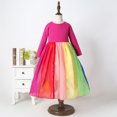 thumbnail image 4 of Kids Girls Rainbow Splice Princess Pageant Gown Birthday Party Dresses, 4 of 9