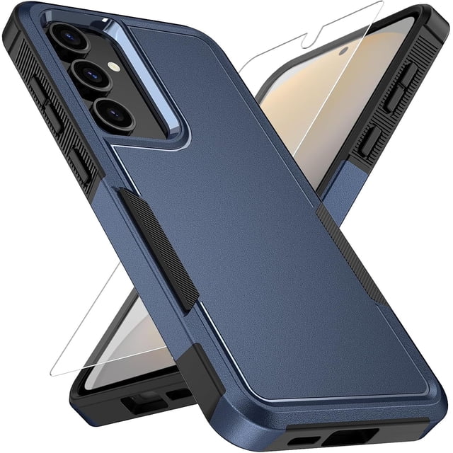 KOMI for Samsung Galaxy S25 Plus Case with HD Screen Protector, 10 FT Military Grade Drop Protection, Anti-Slip Phone Case, Blue