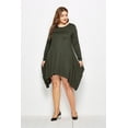 thumbnail image 2 of U.Vomade Women's Fall Plus Size Dress Solid Color Round Neck Long Sleeve Pocket Dress, 2 of 6