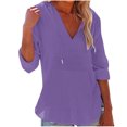 thumbnail image 1 of Yuyuzo Womens Hoodies 3/4 Sleeve Drawstring V Neck Loose Tunic Shirts Solid Color Pullover Tops, 1 of 7