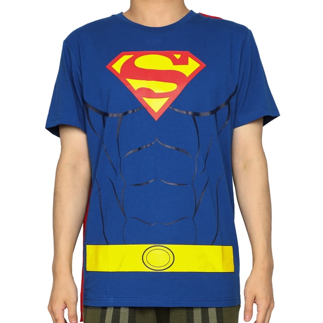 DC Comics Superman Cosplay Blue T-Shirt With Cape