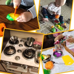 VONKY Ensemble d'articles de cuisine en métal durable pour les enfants Surface lisse ne porte pas préjudice