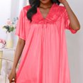 thumbnail image 4 of Timegard Robe de Nuit pour Femmes Col en V Manches Courtes Tenue d'Intérieur Décontractée Ample Confortable Robe de Maison Couleur Unie, 4 of 4