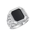 thumbnail image 3 of RYLOS Men's Rings 14K White Gold Ring With Diamonds and Black Onyx Set in Designer Nugget Style Rings For Men Size 11, 3 of 8