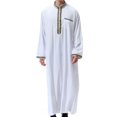 thumbnail image 3 of Birdeem Robe Musulmane pour Hommes Robe Arabe Mi-Longue Style Long Manches Longues Brodée Col Montant Poche Longue Chemise Mode Décontractée, 3 of 9