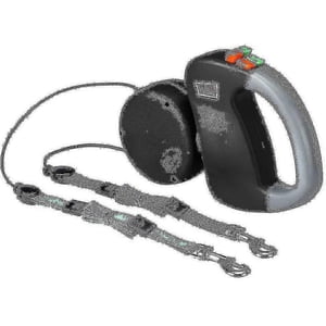 Double laisse de chien, Retractable laisse de chiens Double laisse pour deux chiens 2 Chiens Double laisse, banmo noir