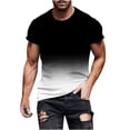 thumbnail image 1 of Penkiiy T-Shirt Ajusté pour Homme, Col Rond Décontracté, T-Shirt Ombré, Été, Manches Courtes, Hauts Dégradés, Stylé, Entraînement, Musculation, Chandails de Base, 4TG, Noir, 1 of 5