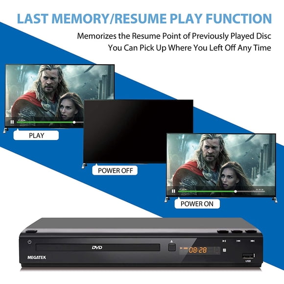 DVD Player, Megatek Home DVD Player for TV with HDMI Full HD 1080p Upscaling, USB Port, Plays Multi Formats, All-Region