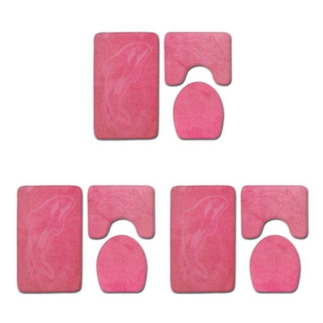Decodeary 3pcs/set Absorbent Bath Rug Set Bathroom Dry And Fresh Easy To Install Anti-slip Polyester Non-Slip Chenille Bath Rug PJ210611-B004 3Set