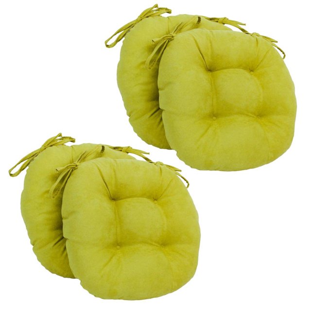 Coussins de Chaise Ronds Capitonnés en Microsuède Uni de 16 Po (Ensemble de 4)