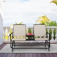 thumbnail image 4 of Patiojoy Beige Patio Loveseat Rocking 2 Person Outdoor Double Glider Chair With Center Table, 4 of 10
