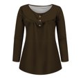 thumbnail image 4 of Yuyuzo Womens Fall Shirts Long Sleeve Casual Scoop Neck Buttons Ruffled Tunic Tops Flowy Blouses, 4 of 5